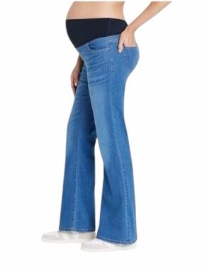Women’s Ingrid + Isabel Maternity Flare Jeans with Stretch Panel - Blue